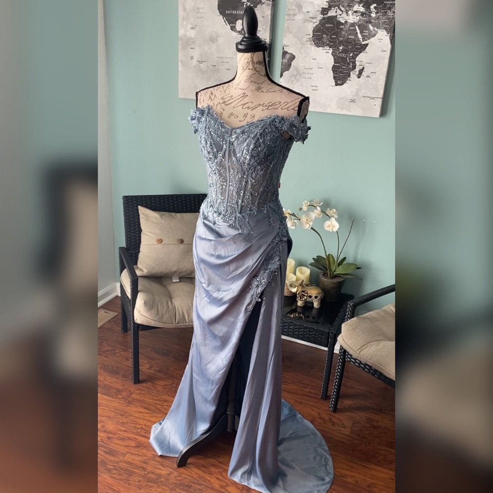 Light blue prom dress pageant gown formal dress - Picture 2 of 5